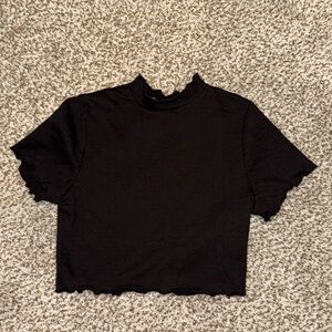 Turtleneck lettuce edge cropped tee